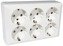 Stikkontakt 6-veis m/jord vegg - Elko 